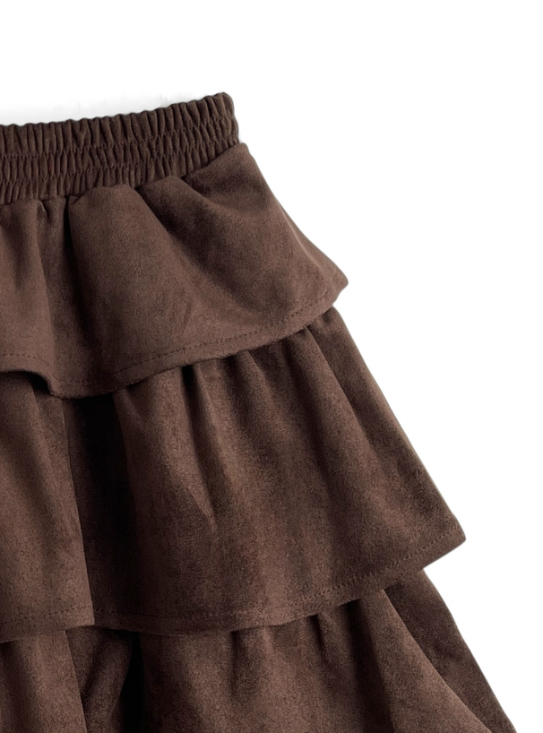 インパン裏地付きスエードティアードミニスカート