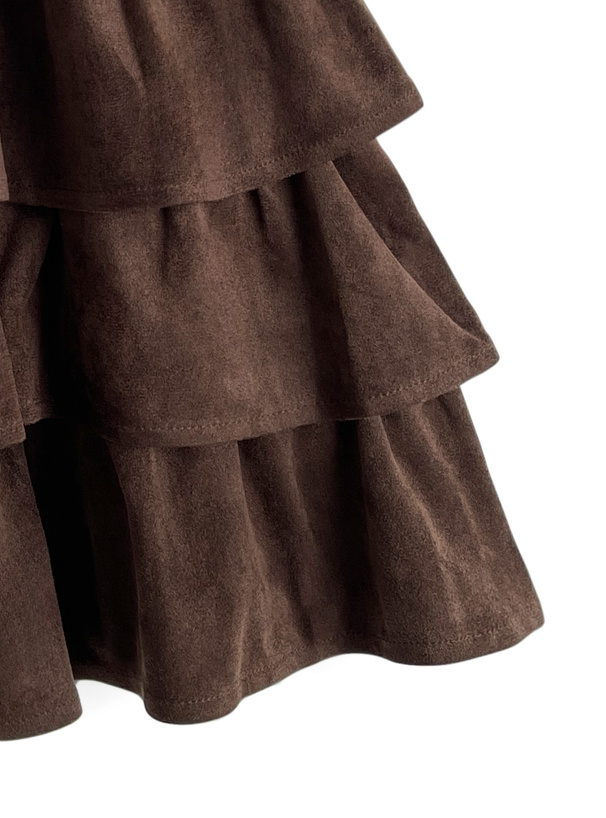 インパン裏地付きスエードティアードミニスカート