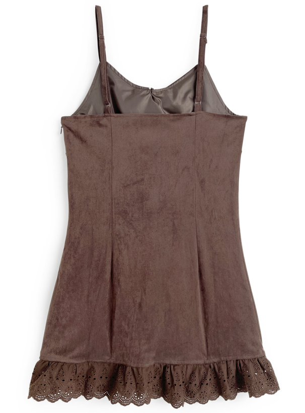 スエードリボンレースキャミソールミニワンピース[dk1539