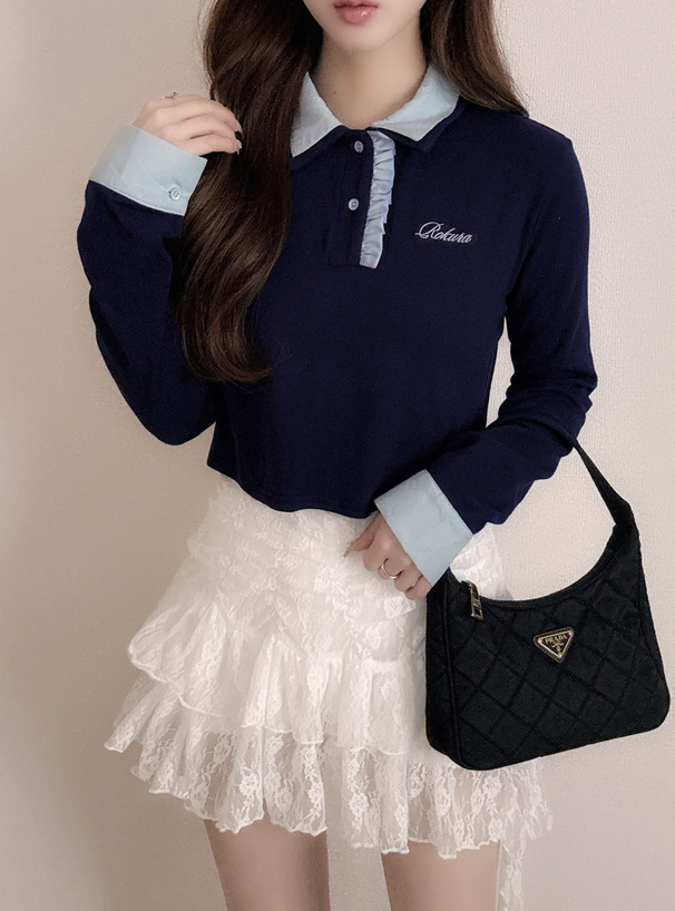 ダブルカラーフリルトップス