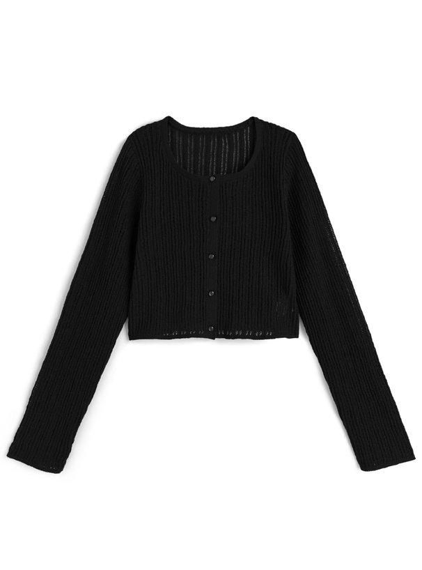 透かし編みショート丈リブカーディガン[dk1543]