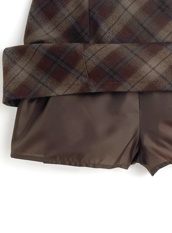 インパン裏地付きチェック柄タイトミニスカート