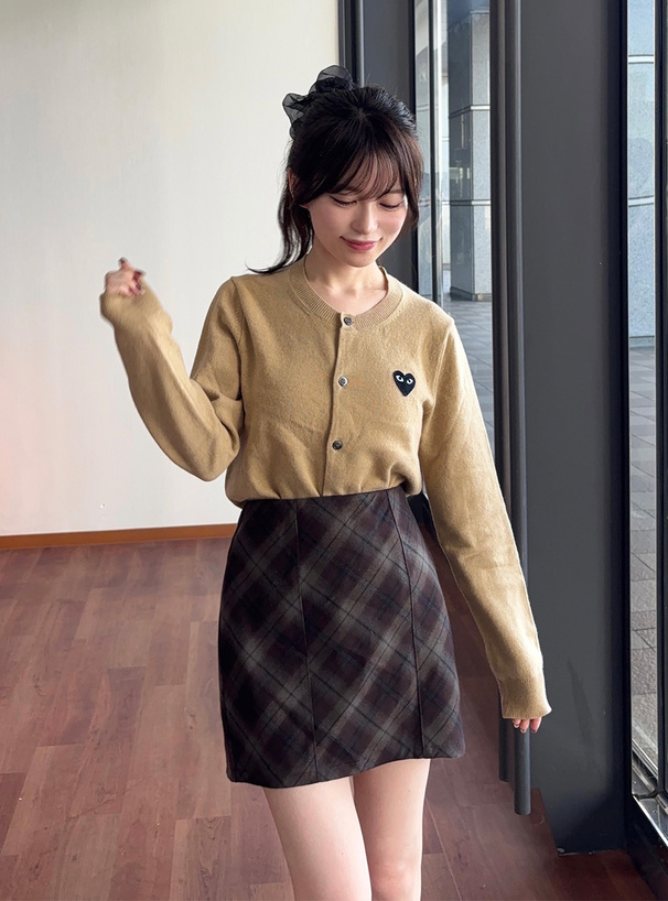 インパン裏地付きチェック柄タイトミニスカート
