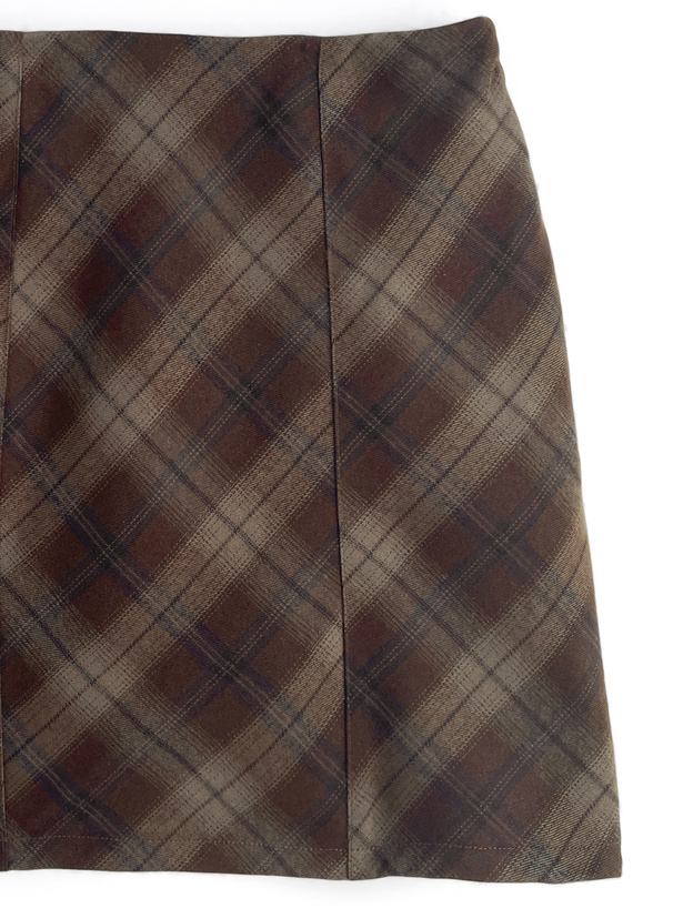 インパン裏地付きチェック柄タイトミニスカート