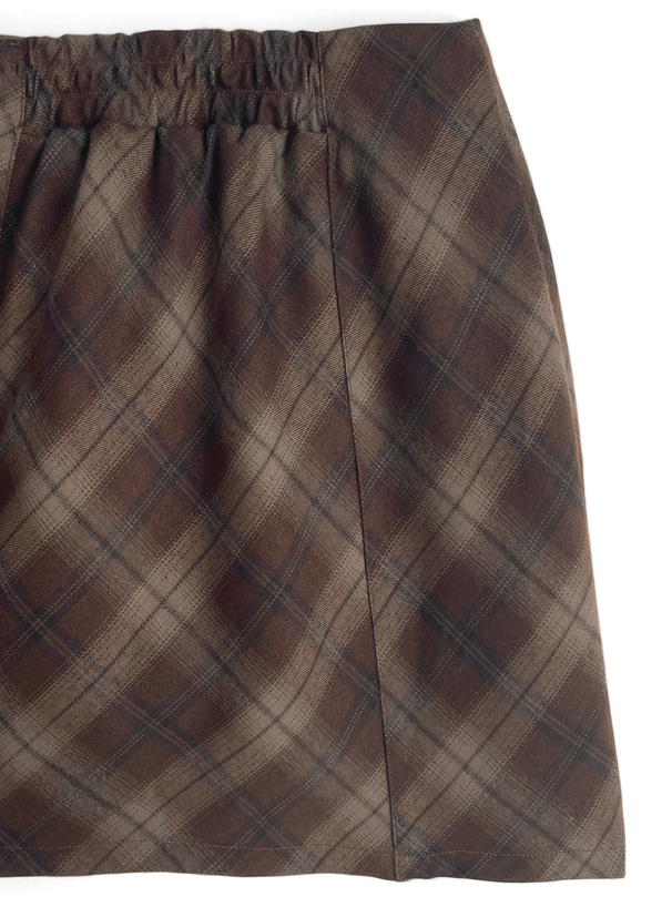 インパン裏地付きチェック柄タイトミニスカート