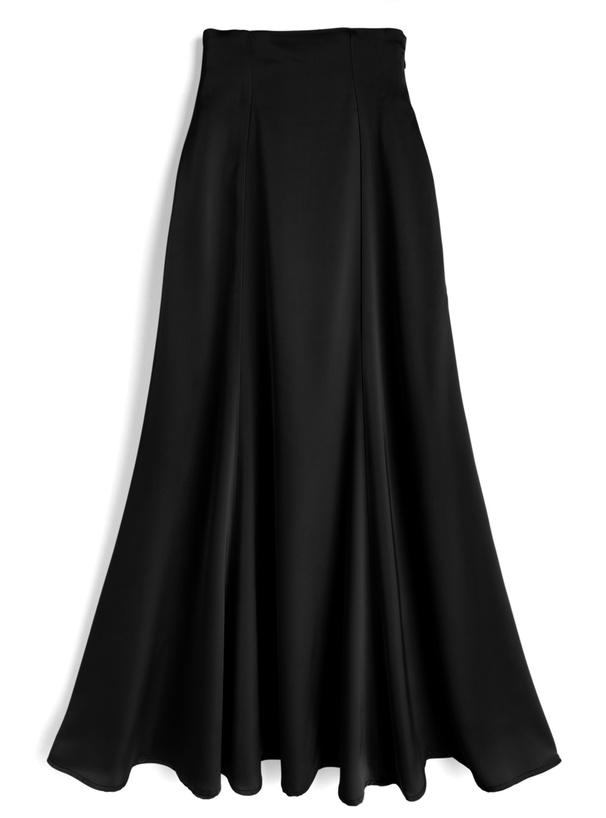 ハイウエストサテンフレアスカート