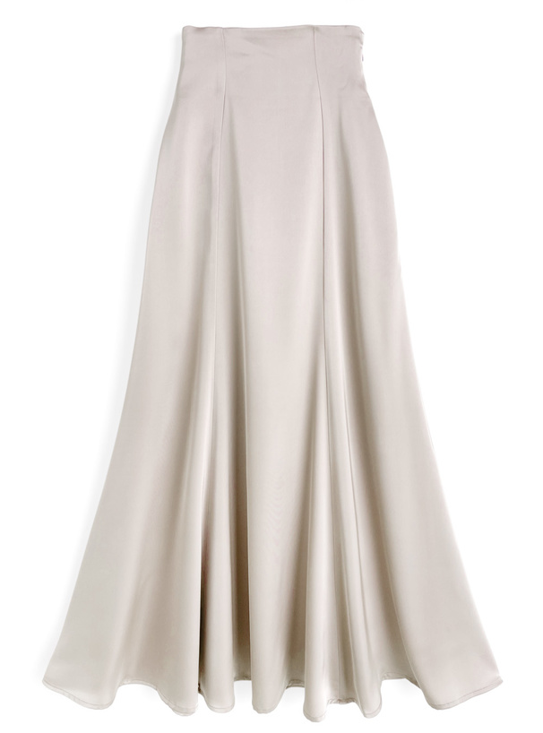 ハイウエストサテンフレアスカート