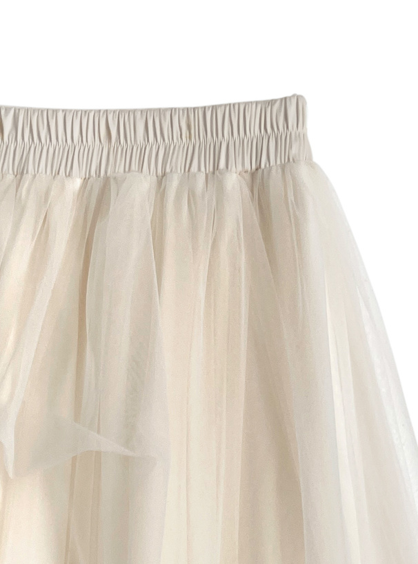 ボリュームチュールフレアロングスカート