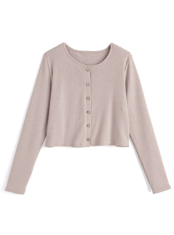 パールボタンショート丈ニットカーディガン