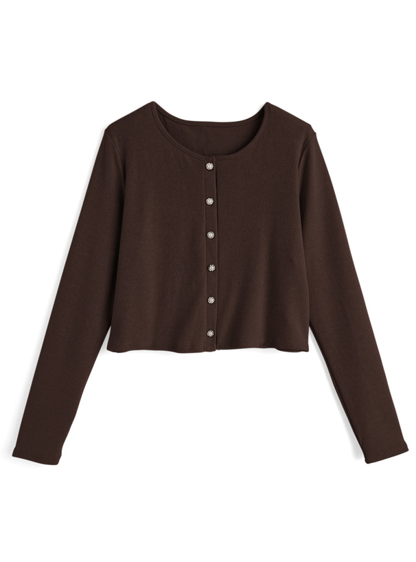 パールボタンショート丈ニットカーディガン