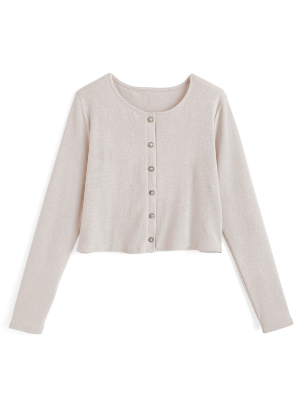 パールボタンショート丈ニットカーディガン