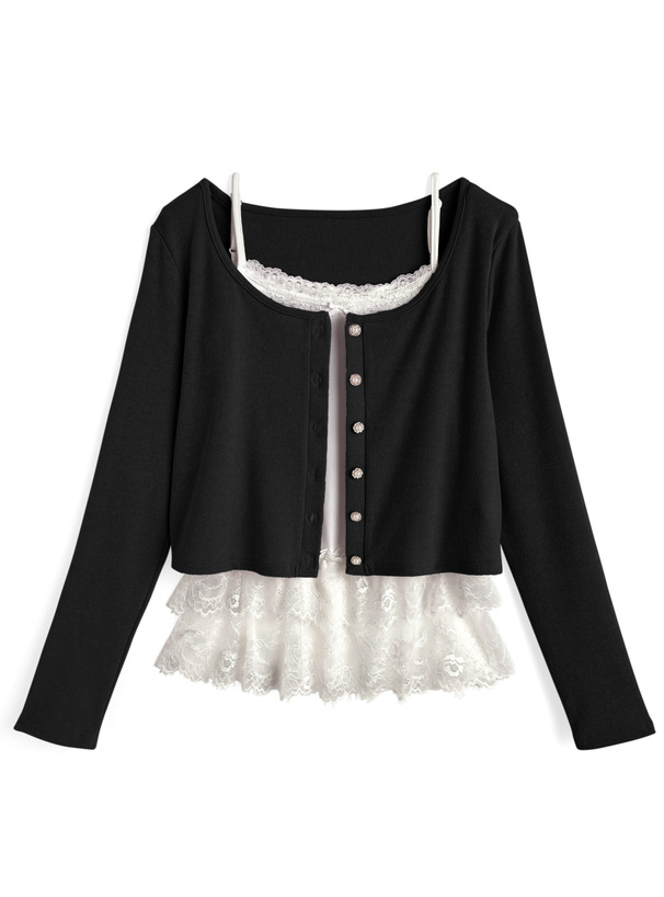 レースキャミソールx\カーディガンアンサンブル