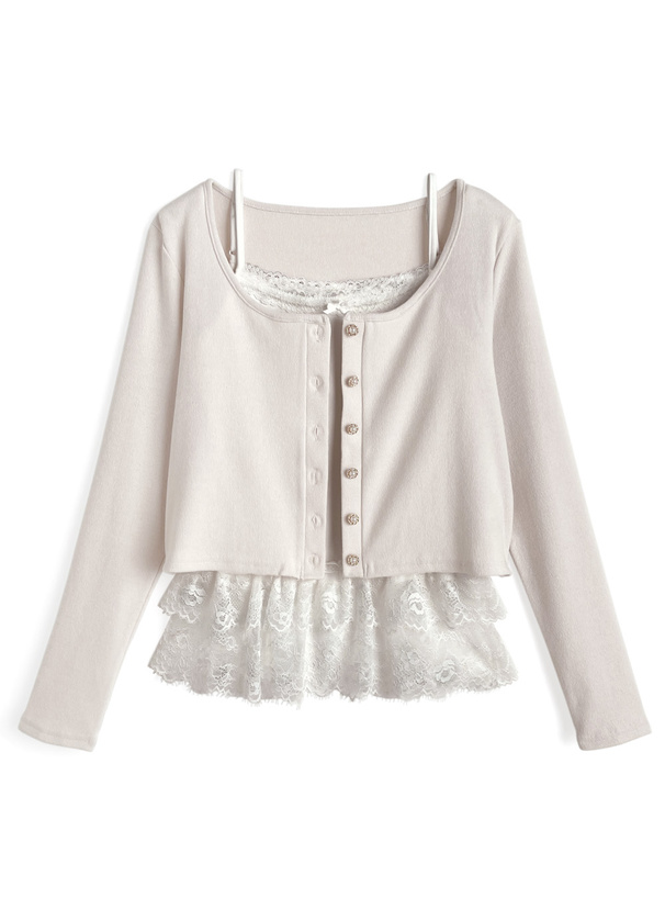 レースキャミソールx\カーディガンアンサンブル