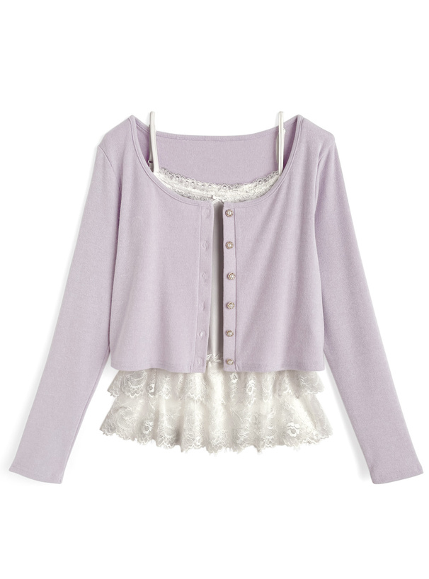 レースキャミソールx\カーディガンアンサンブル