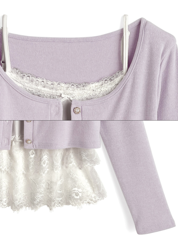 レースキャミソールx\カーディガンアンサンブル