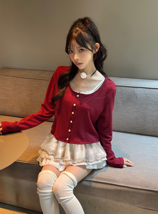 レースキャミソールx\カーディガンアンサンブル