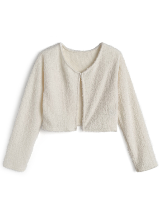 Chiffon Embroidery Frillショートカーデ ホワイト Chiffon Embroidery Frillショートカーデ ホワイト 1.jpg