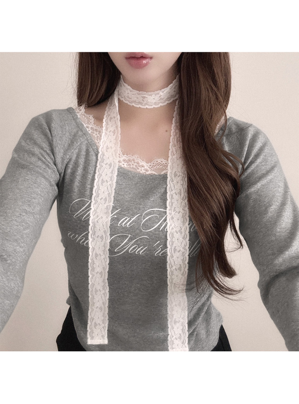 レースチョーカー付きロゴトップス