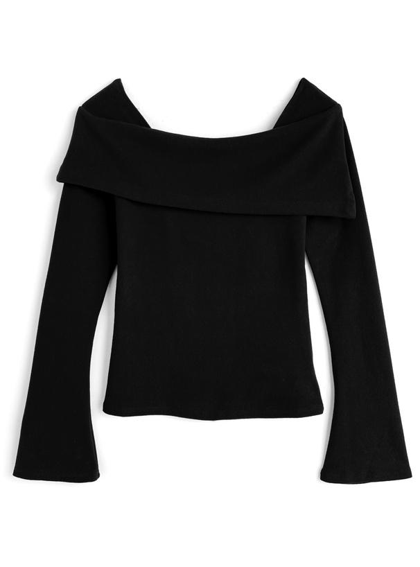 アシンメトリーフレアスリーブトップス