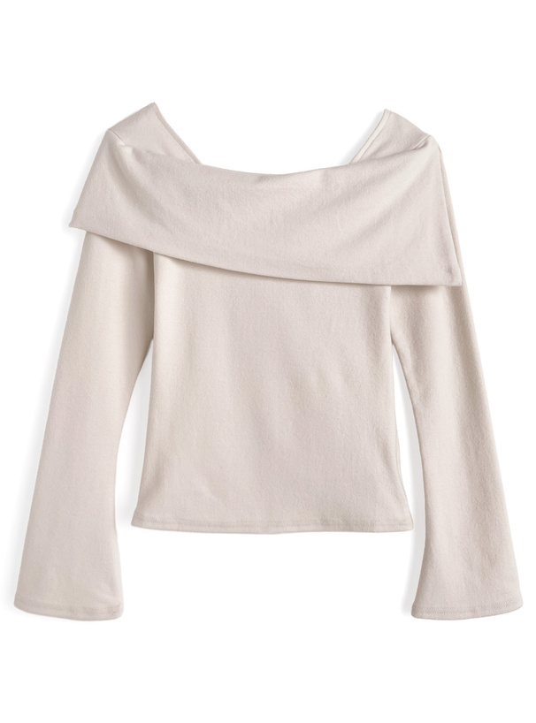 アシンメトリーフレアスリーブトップス