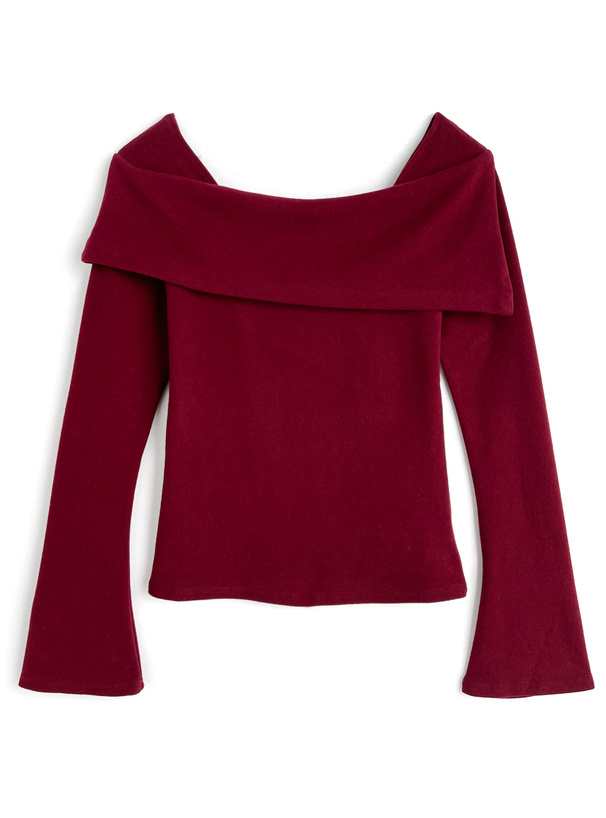 アシンメトリーフレアスリーブトップス