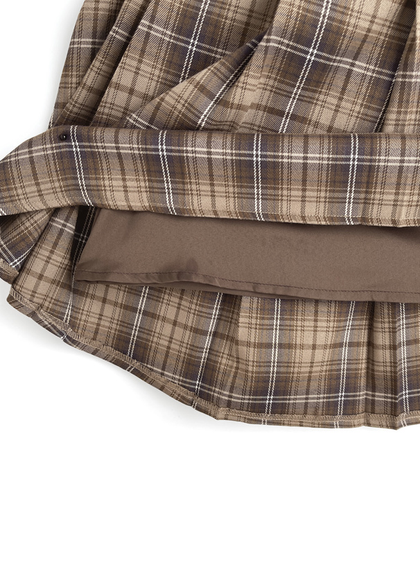 チェック柄リボンノースリシャツミニワンピース