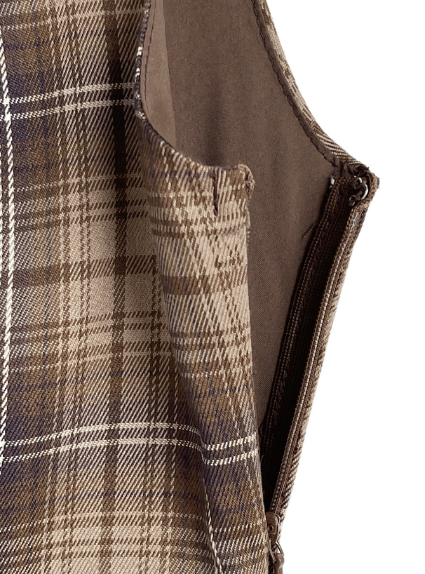 チェック柄リボンノースリシャツミニワンピース