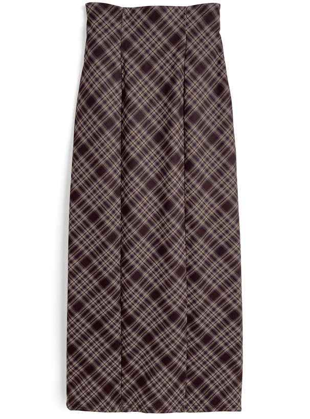 チェック柄スエードタイトスカート[dk1566]