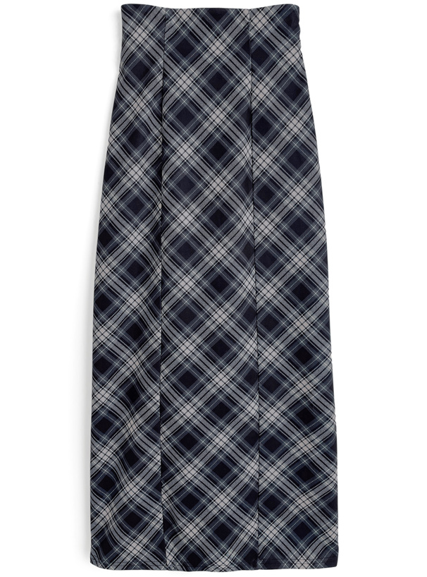 チェック柄スエードタイトスカート