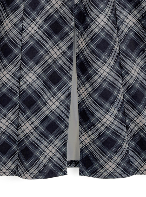 チェック柄スエードタイトスカート