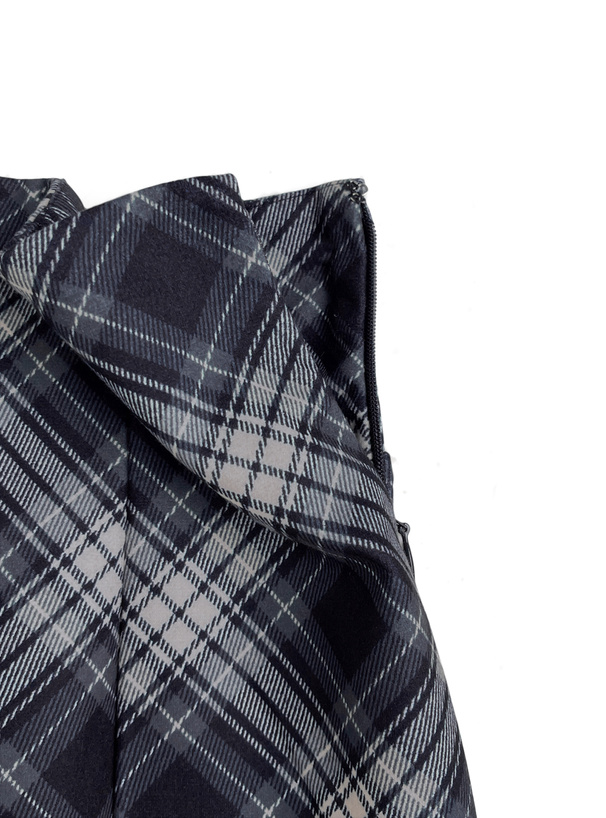 チェック柄スエードタイトスカート