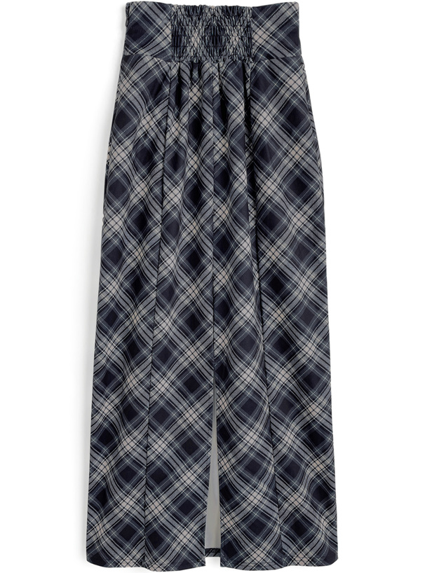 チェック柄スエードタイトスカート