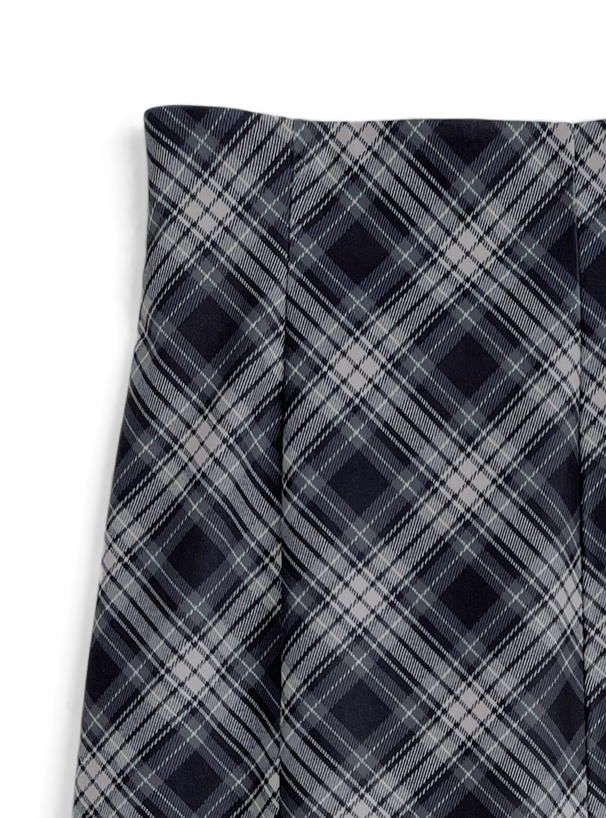 チェック柄スエードタイトスカート