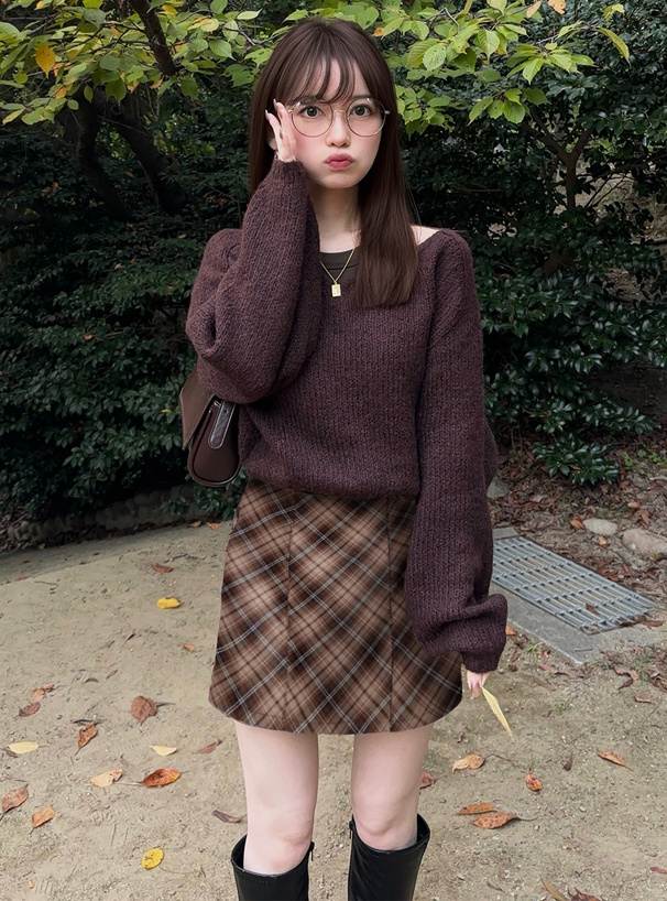 インパン裏地付きチェック柄タイトミニスカート[dk1570] | レディース