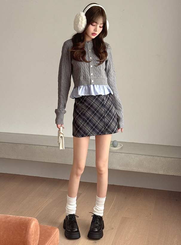 インパン裏地付きチェック柄タイトミニスカート[dk1570] | レディース