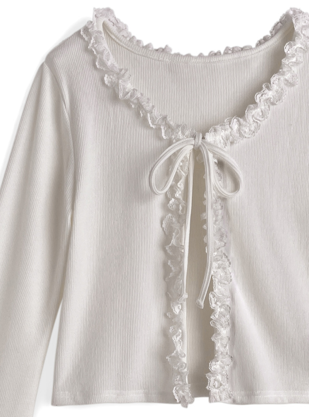 レースリボンリブカーディガン