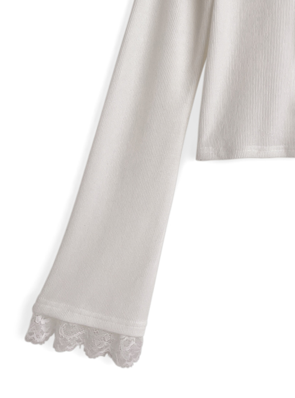 レースリボンリブカーディガン