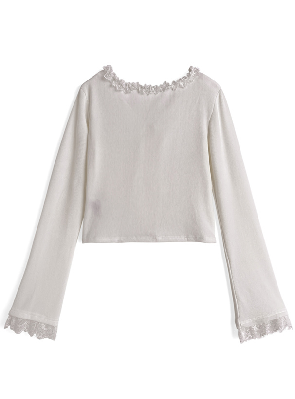 レースリボンリブカーディガン