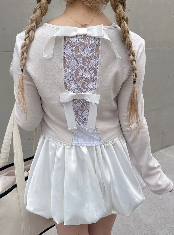 バックレースリボントップス