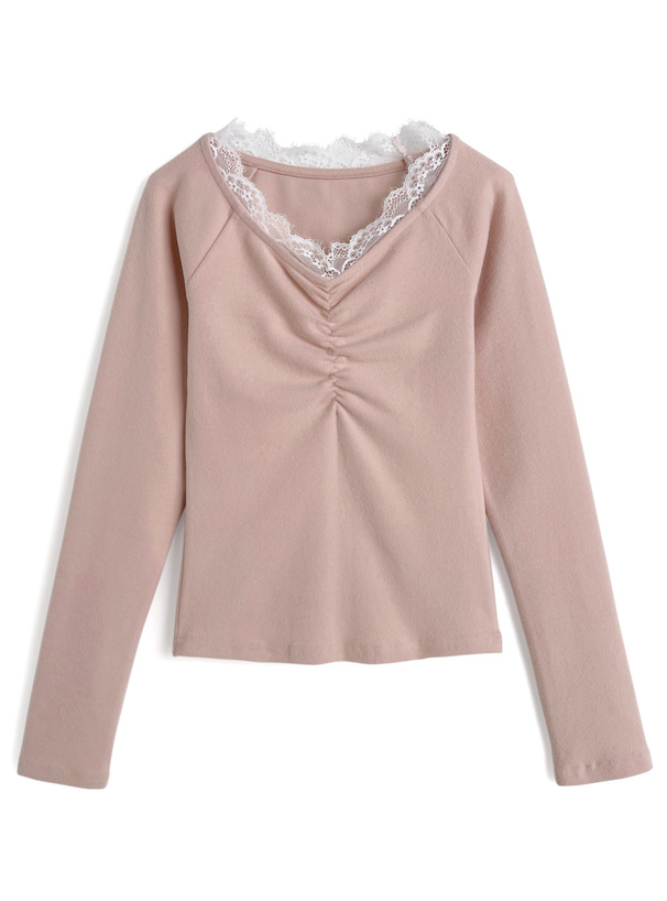 ⭐︎d.i.a.レース柄トップス⭐︎ セール】ラウンドネック ストレッチ レース 長袖 プルオーバー（その他