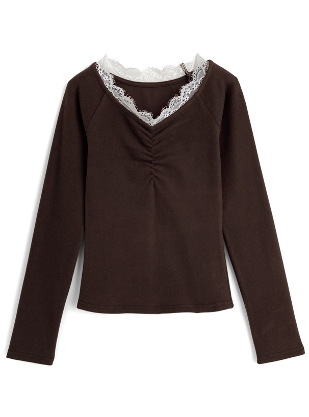 ⭐︎d.i.a.レース柄トップス⭐︎ セール】ラウンドネック ストレッチ レース 長袖 プルオーバー（その他