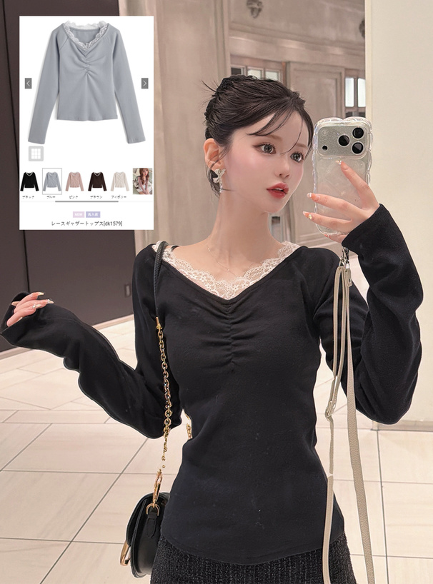 レースギャザートップス[dk1579] | レディースファッション通販の