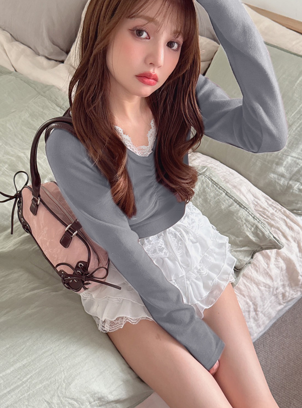 レースギャザートップス[dk1579] | レディースファッション通販の