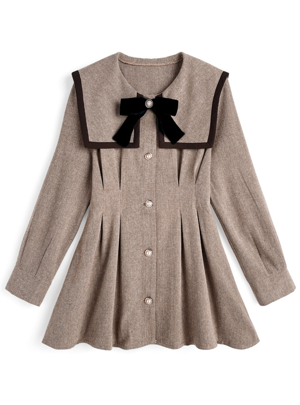 リボンビッグカラーフレアワンピース[dk1580]