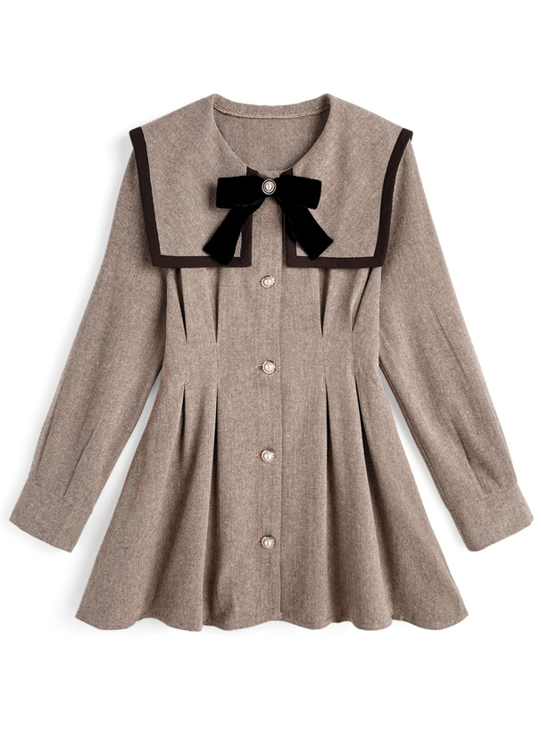 リボンビッグカラーフレアワンピース