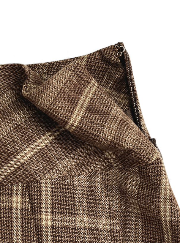 インパン裏地付きチェック柄プリーツミニスカート