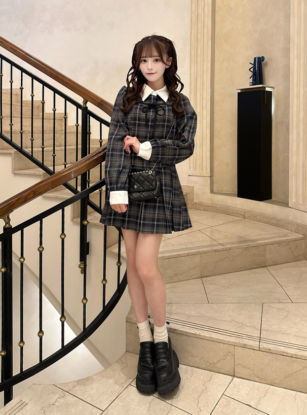 チェック柄プリーツミニワンピース[dk1587] | レディースファッション