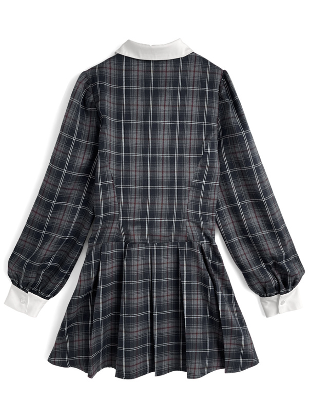 チェック柄 半袖ミニワンピース F-L チェック柄 ミニワンピース