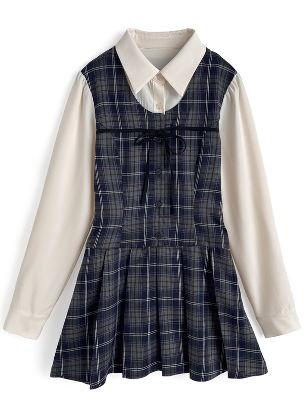 りぃ❣️ アンサンブルチェックミニワンピース ブラウン ブラウン