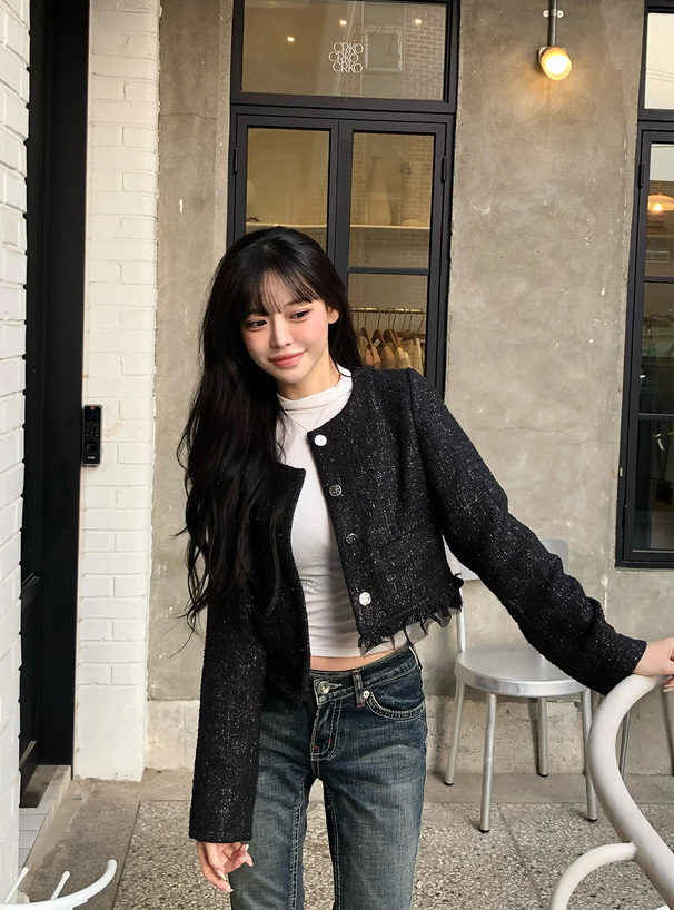 チュールフリルラメツイードジャケット